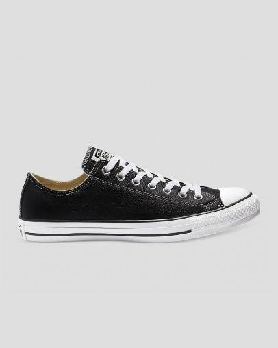 Black Converse Chuck Taylor All Star Classic Leather Low Top | A70061H