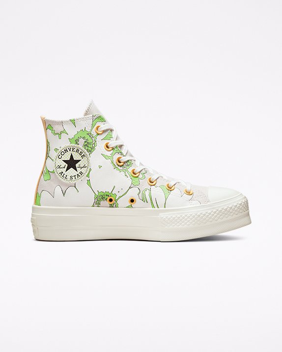 White Converse Chuck Taylor All Star Lift Floral High Top | A54607X