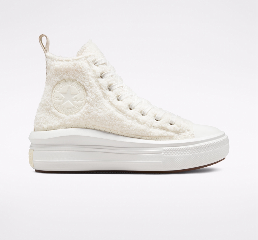 White Converse Chuck Taylor All Star Move Platform Cozy Tones Sherpa | A00523M