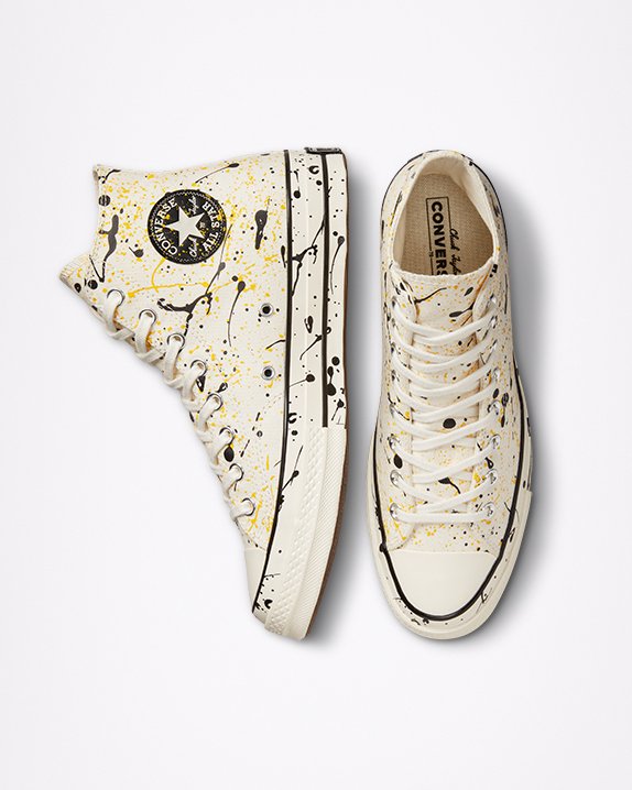 Beige Converse Chuck 70 Paint Splatter High Top | A85376A