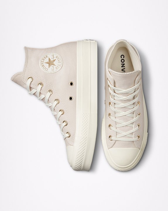 Beige Converse Chuck Taylor All Star Lift Festival Golden Mind High Top | A67041G