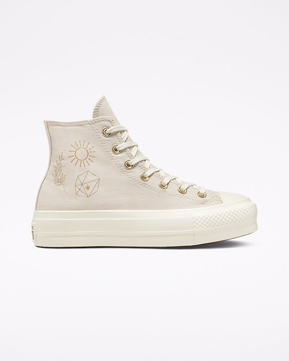 Beige Converse Chuck Taylor All Star Lift Festival Golden Mind High Top | A67041G