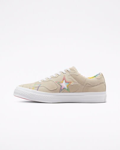 Beige Converse One Star Pride Low Top | A07670W