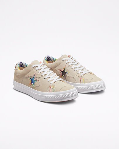 Beige Converse One Star Pride Low Top | A07670W