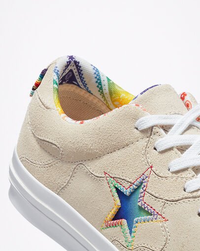 Beige Converse One Star Pride Low Top | A07670W