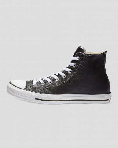 Black Converse Chuck Taylor All Star Classic Leather High Top | A21490M