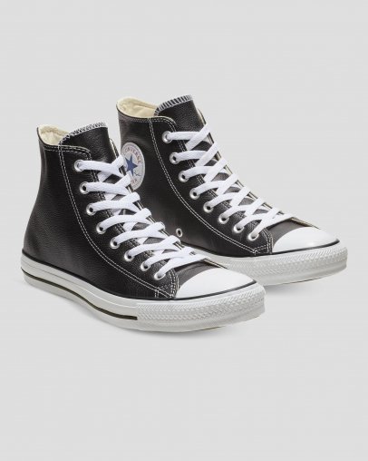 Black Converse Chuck Taylor All Star Classic Leather High Top | A21490M