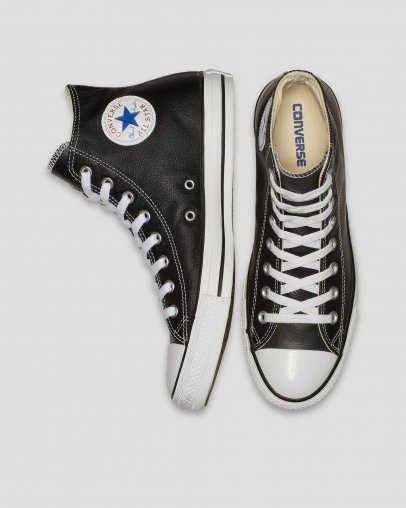 Black Converse Chuck Taylor All Star Classic Leather High Top | A21490M