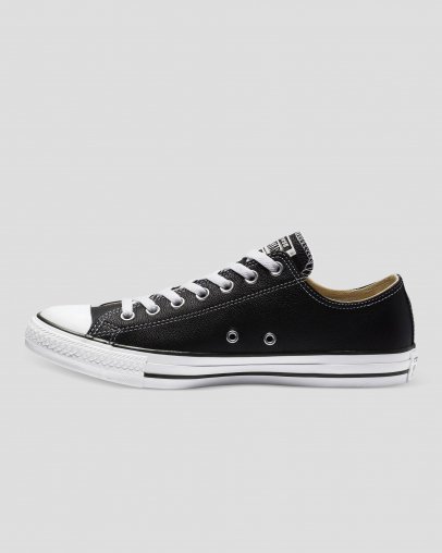 Black Converse Chuck Taylor All Star Classic Leather Low Top | A70061H