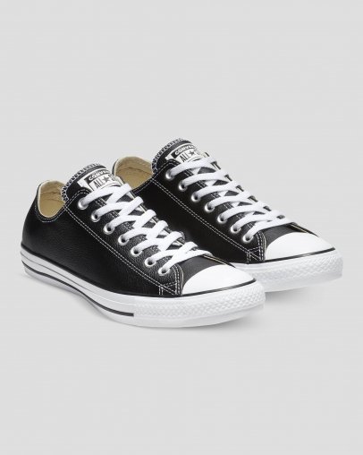 Black Converse Chuck Taylor All Star Classic Leather Low Top | A70061H