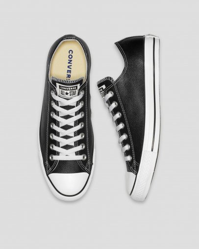 Black Converse Chuck Taylor All Star Classic Leather Low Top | A70061H