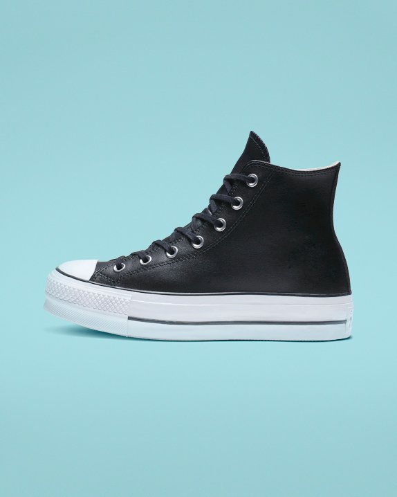 Black Converse Chuck Taylor All Star Lift Leather High Top | A05653R