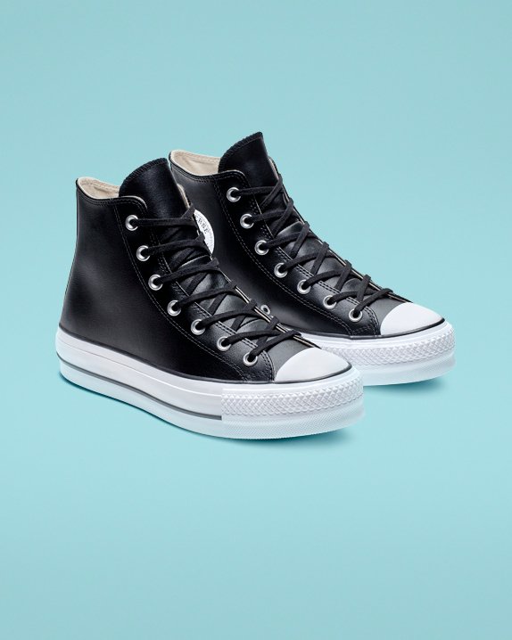 Black Converse Chuck Taylor All Star Lift Leather High Top | A05653R