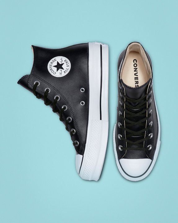 Black Converse Chuck Taylor All Star Lift Leather High Top | A05653R