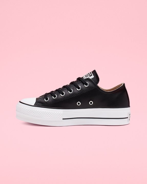 Black Converse Chuck Taylor All Star Platform Leather Low Top | A26055I