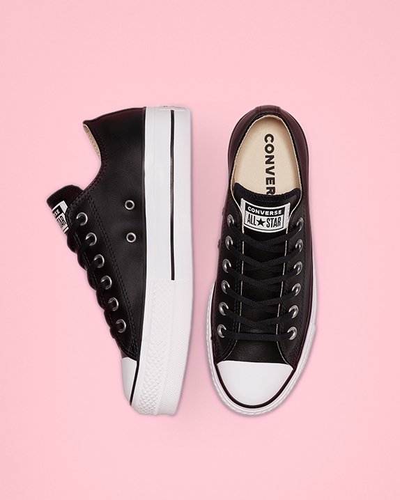 Black Converse Chuck Taylor All Star Platform Leather Low Top | A26055I