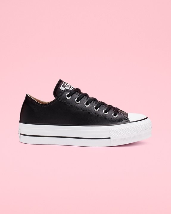 Black Converse Chuck Taylor All Star Platform Leather Low Top | A26055I