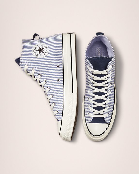 Light Blue Converse Chuck 70 Lo-Fi Hickory Stripe High Top | A48790L