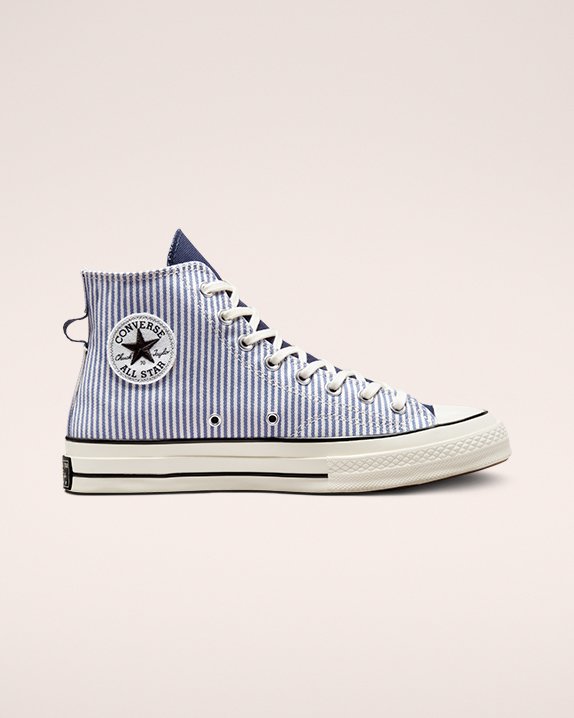 Light Blue Converse Chuck 70 Lo-Fi Hickory Stripe High Top | A48790L