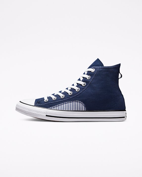 Navy Converse Chuck Taylor All Star Hickory Stripe High Top | A99194B