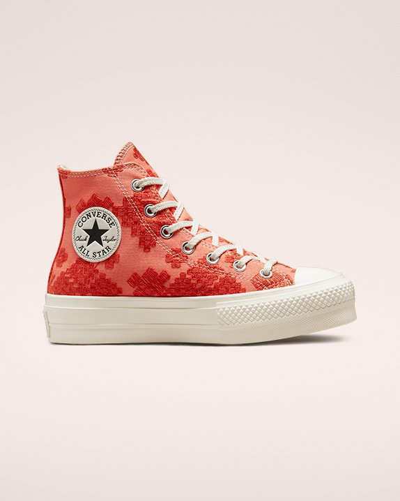 Red Converse Chuck Taylor All Star Lift Festival Borderie High Top | A95142W