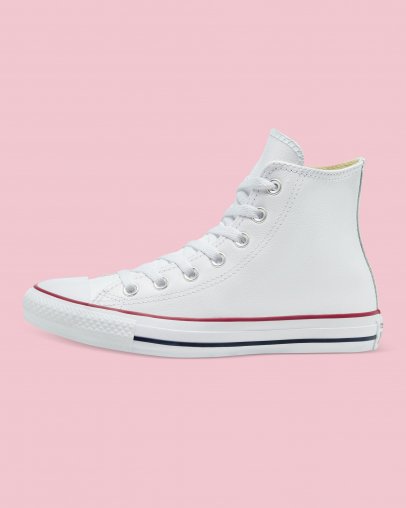 White Converse Chuck Taylor All Star Classic Leather High Top | A00411D