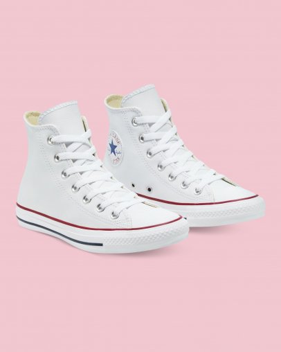 White Converse Chuck Taylor All Star Classic Leather High Top | A00411D