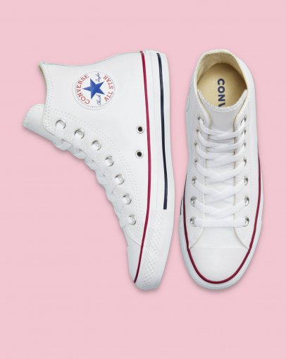 White Converse Chuck Taylor All Star Classic Leather High Top | A00411D