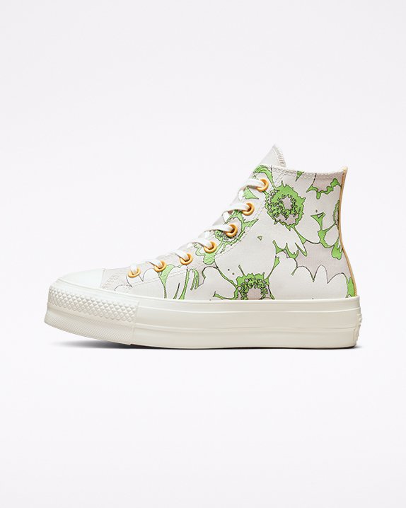 White Converse Chuck Taylor All Star Lift Floral High Top | A54607X