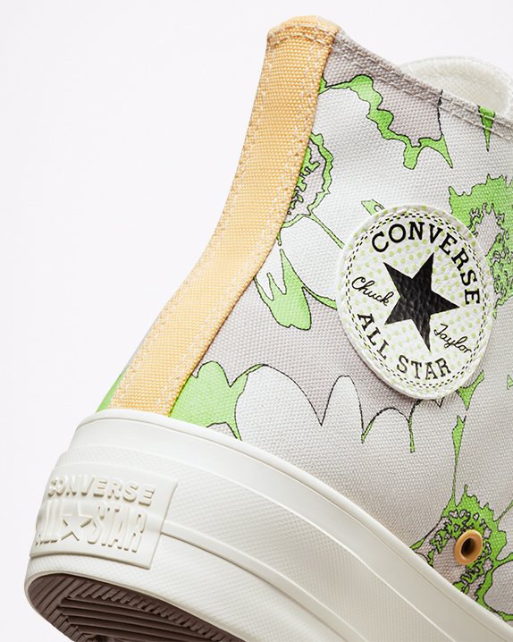 White Converse Chuck Taylor All Star Lift Floral High Top | A54607X