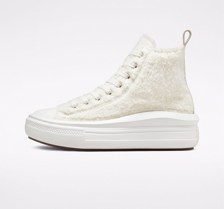 White Converse Chuck Taylor All Star Move Platform Cozy Tones Sherpa | A00523M