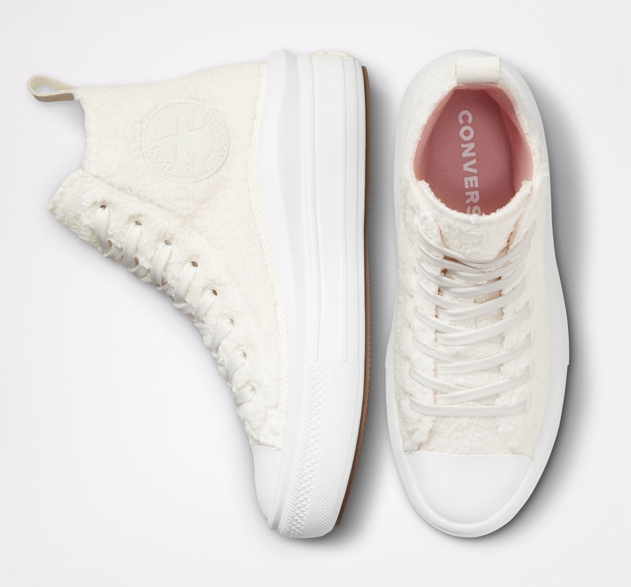 White Converse Chuck Taylor All Star Move Platform Cozy Tones Sherpa | A00523M