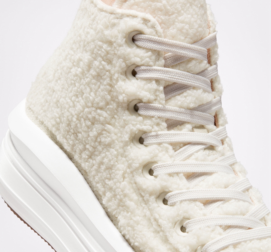 White Converse Chuck Taylor All Star Move Platform Cozy Tones Sherpa | A00523M