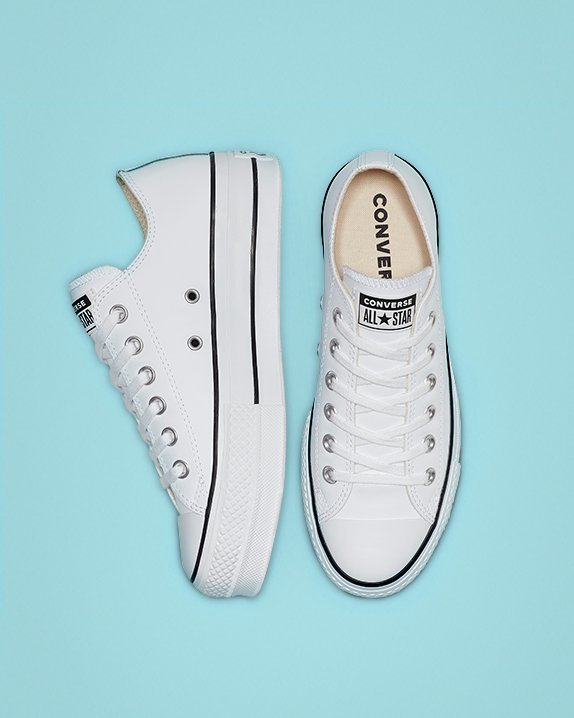 White Converse Chuck Taylor All Star Platform Leather Low Top | A50275O