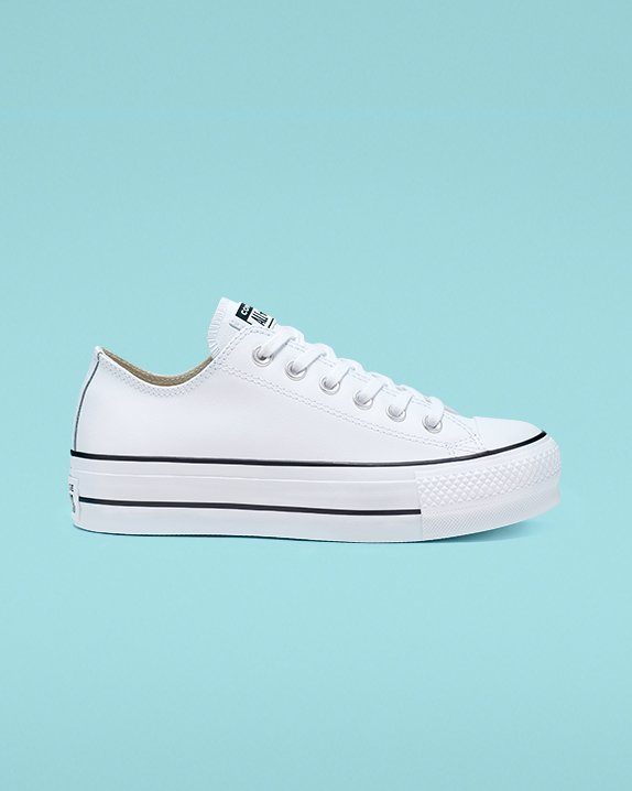 White Converse Chuck Taylor All Star Platform Leather Low Top | A50275O