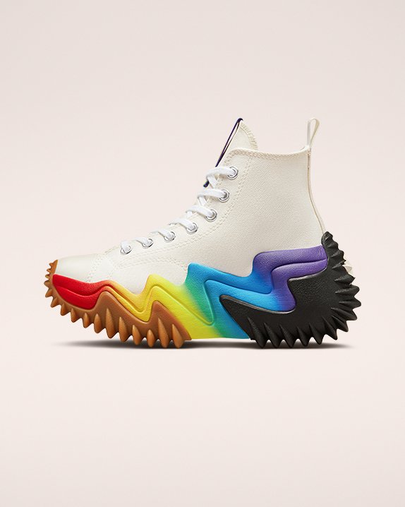 White Converse Run Star Motion Platform Pride High Top | A23682J