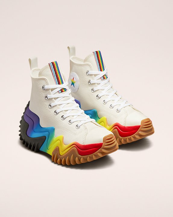 White Converse Run Star Motion Platform Pride High Top | A23682J