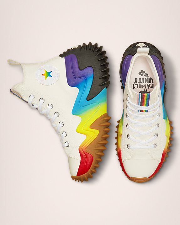 White Converse Run Star Motion Platform Pride High Top | A23682J