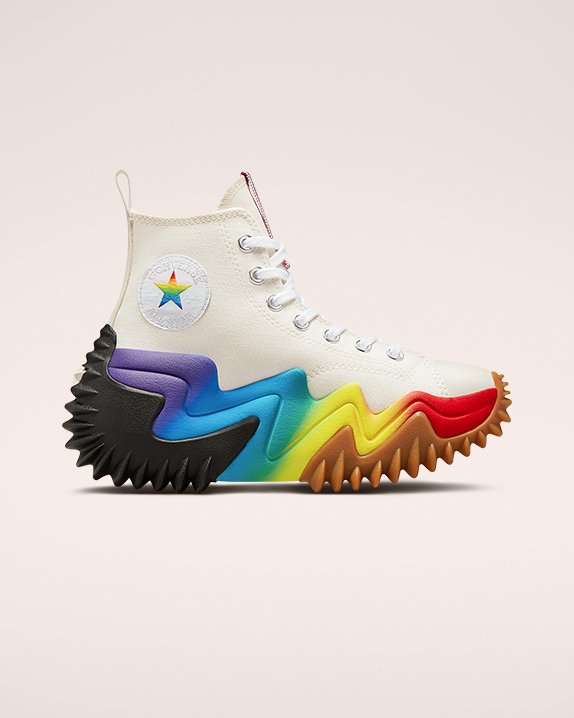 White Converse Run Star Motion Platform Pride High Top | A23682J