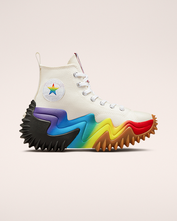 White Converse Run Star Motion Platform Pride High Top | A63365L